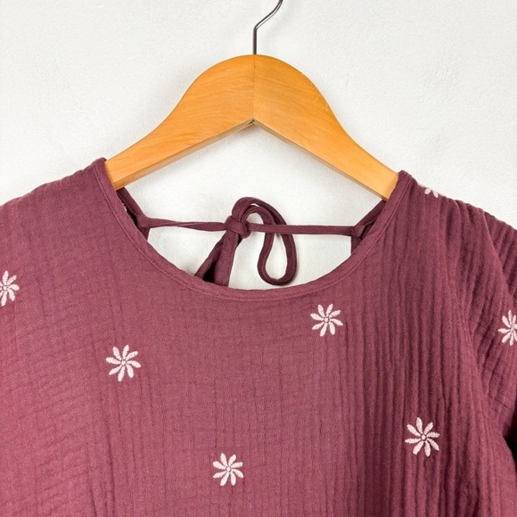 Madewell Embroidered Lightspun Peplum Open-Back Top Sz XS - Picture 5 of 7